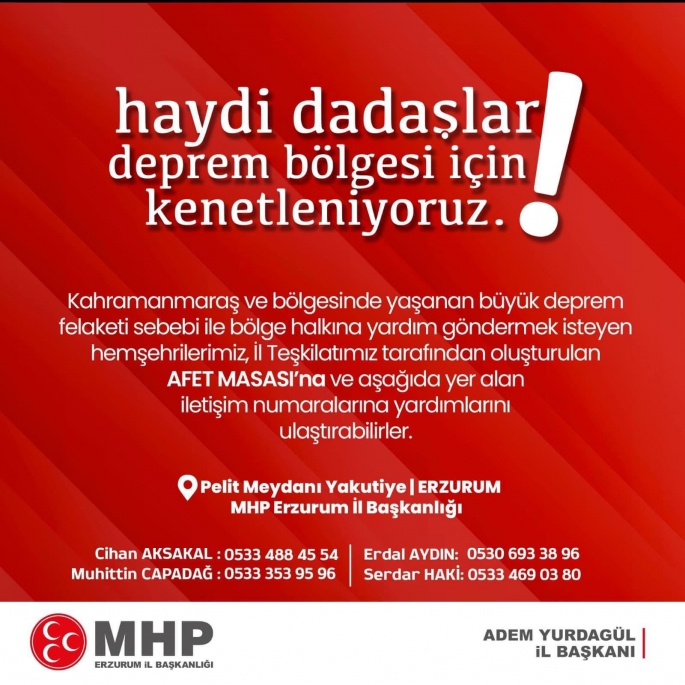 Yurdagül, deprem bölgesi için kenetleniyoruz