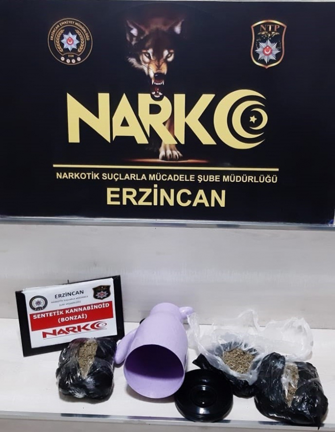 Erzincan’da 466,62 gram bonzai ele geçirildi