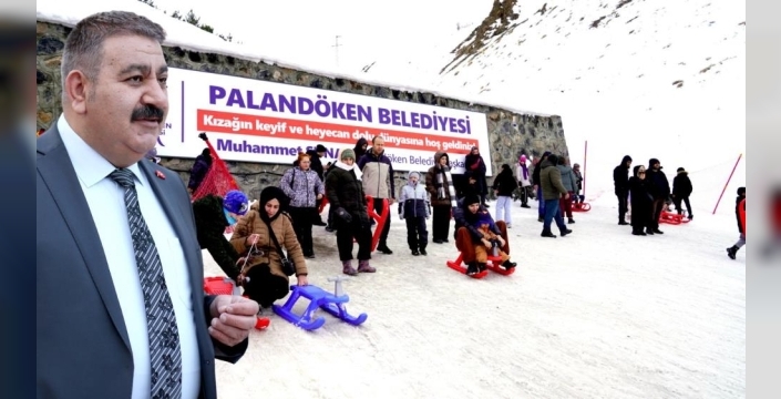 Palandöken Belediyesi’nden renk katan kızak keyfi